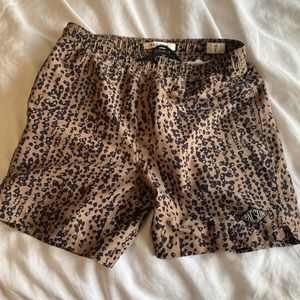 men's tan leopard 17inch pacsun swim shorts